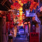 Lantern-lit Omoide Yokocho alley in Shinjuku at night