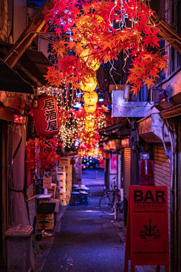Lantern-lit Omoide Yokocho alley in Shinjuku at night