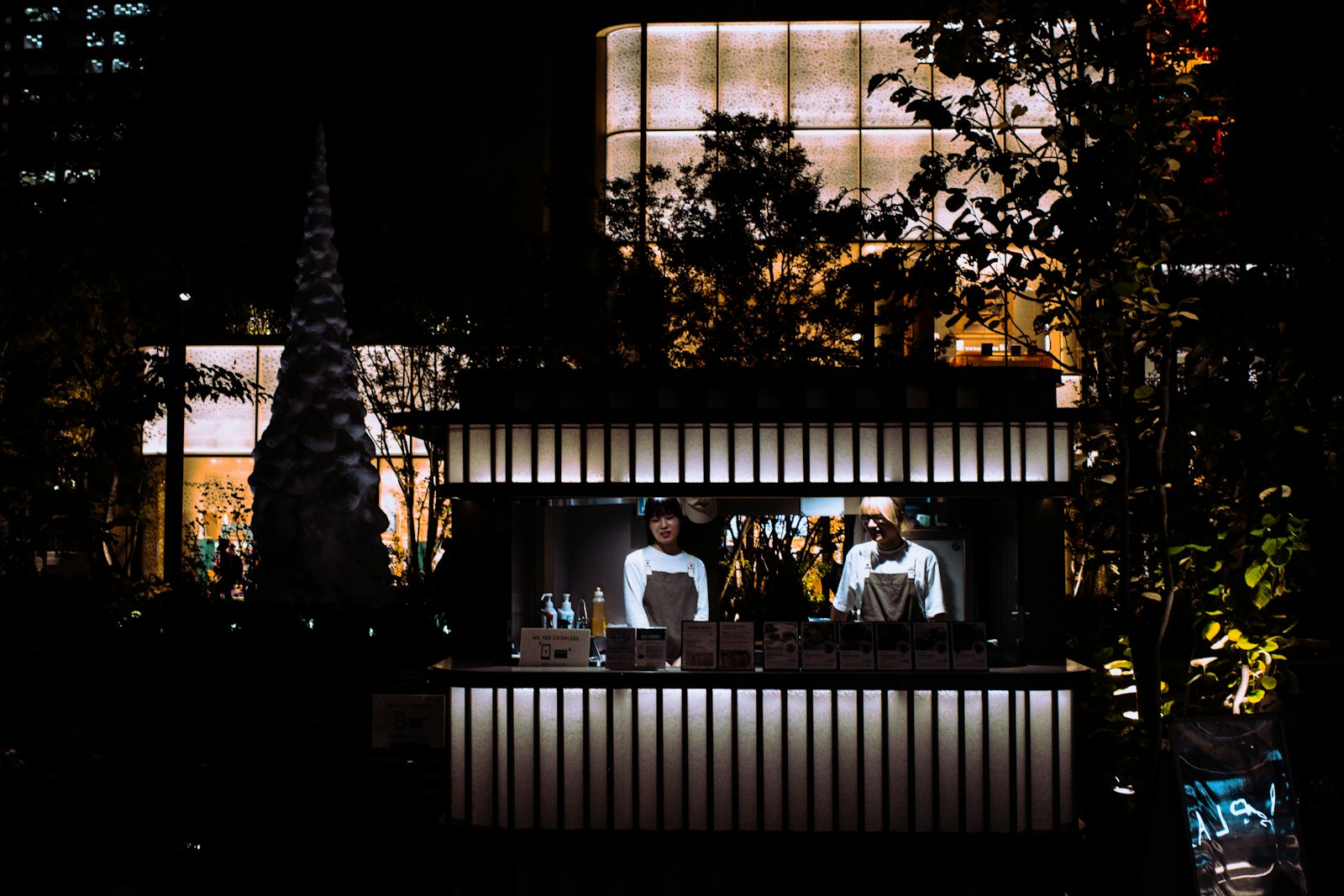 Bartender preparing cocktails at an intimate bar counter in Tokyo