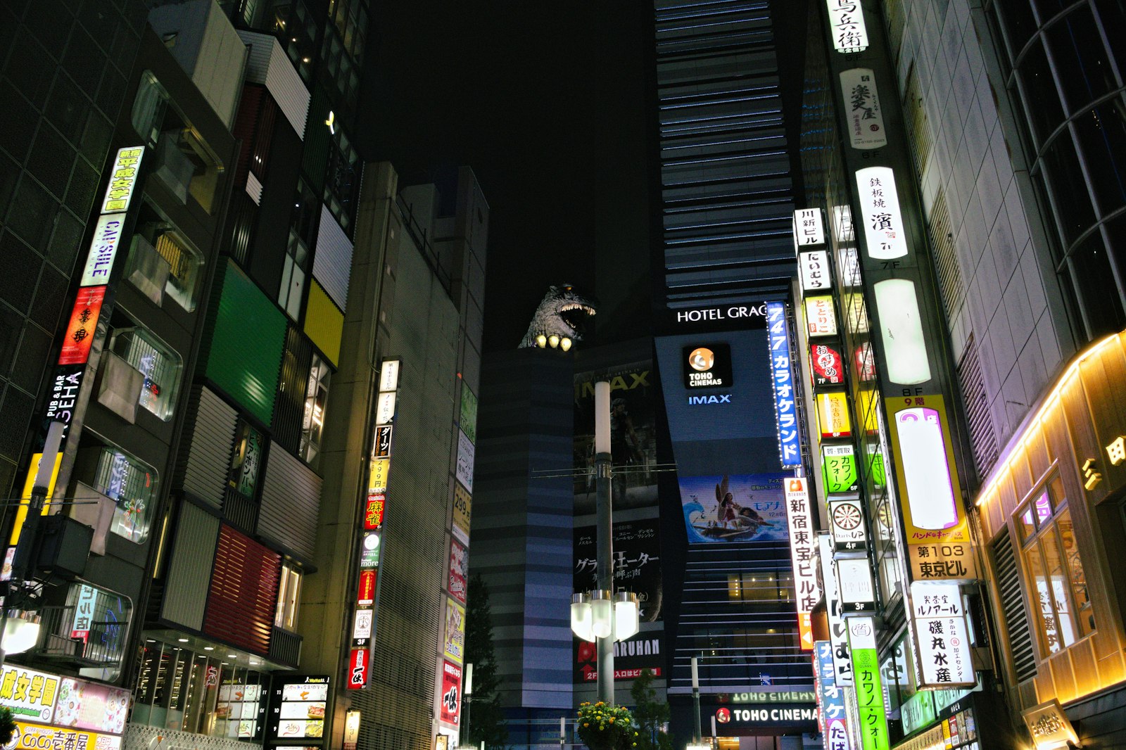 Neon bar signage in Kabukicho, Shinjuku, where girls bars, kyabakura and snack bars sit in the same buildings