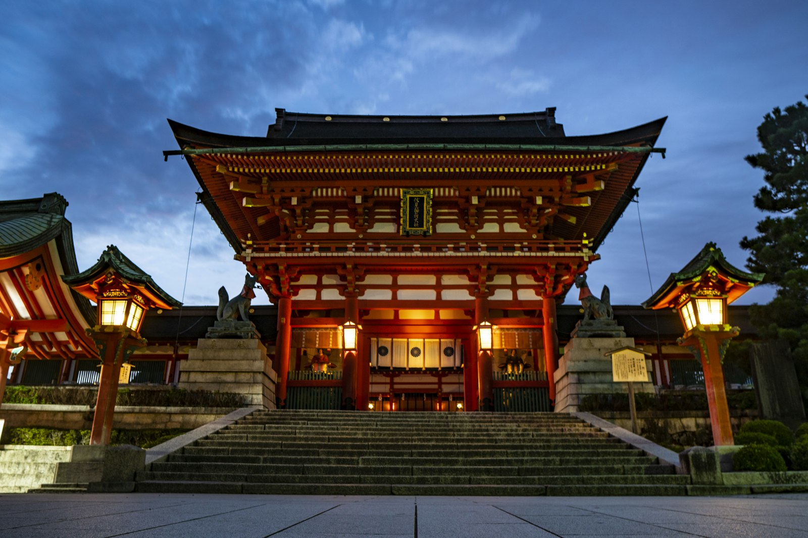 Senso-ji temple lit up after dark, a short walk from Hoppy Street in Asakusa