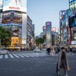 Shibuya crossing lit up at night, the starting point for clubbing in Tokyo