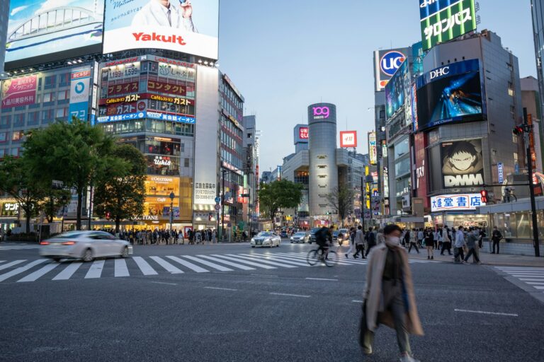 Shibuya crossing lit up at night, the starting point for clubbing in Tokyo