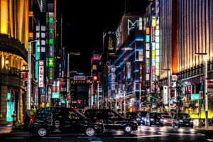 Neon-lit Shinjuku street at night, a typical stop on a Tokyo night walking tour