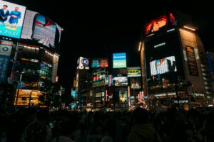A quiet Shibuya backstreet at night, where many of the best bars in Shibuya are tucked away