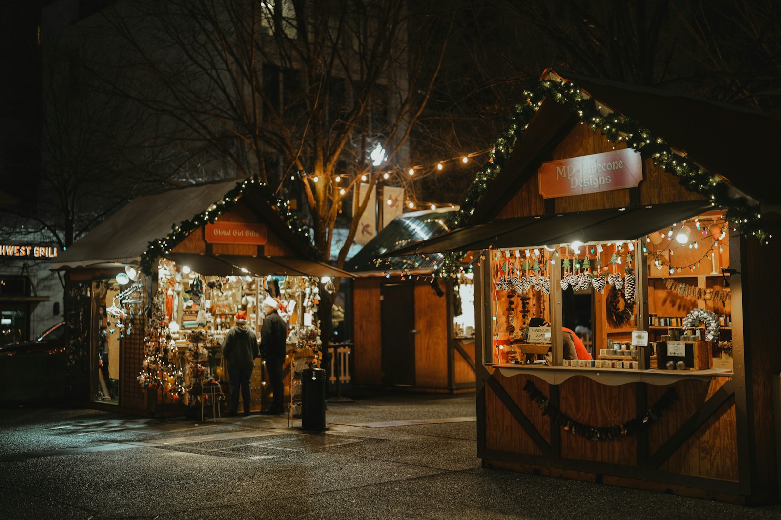 Hot mulled wine served in a souvenir mug at a Christmas market stall in Tokyo