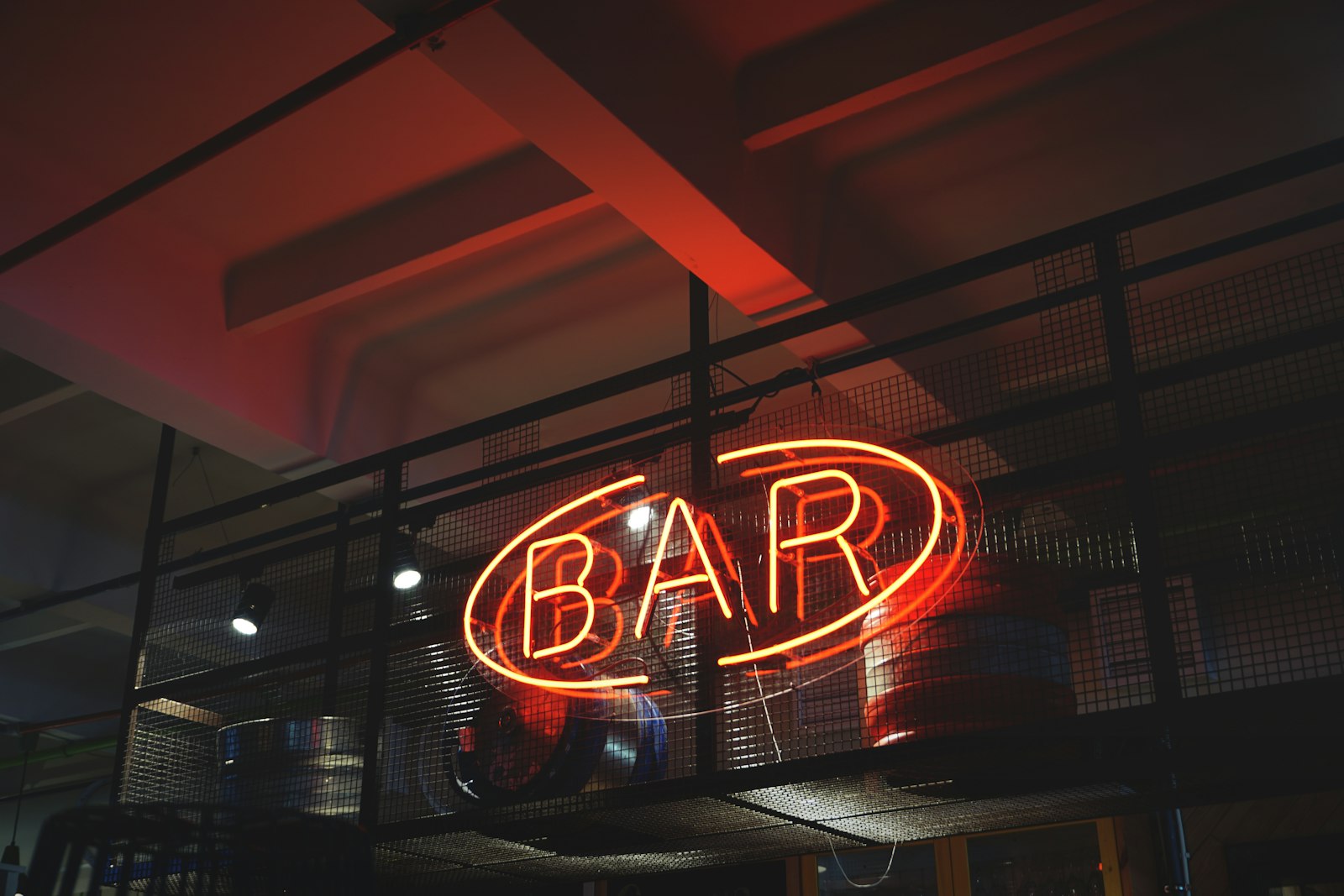 Neon cyberpunk bar interior, one of the most unique themed bars in Tokyo for sci-fi fans